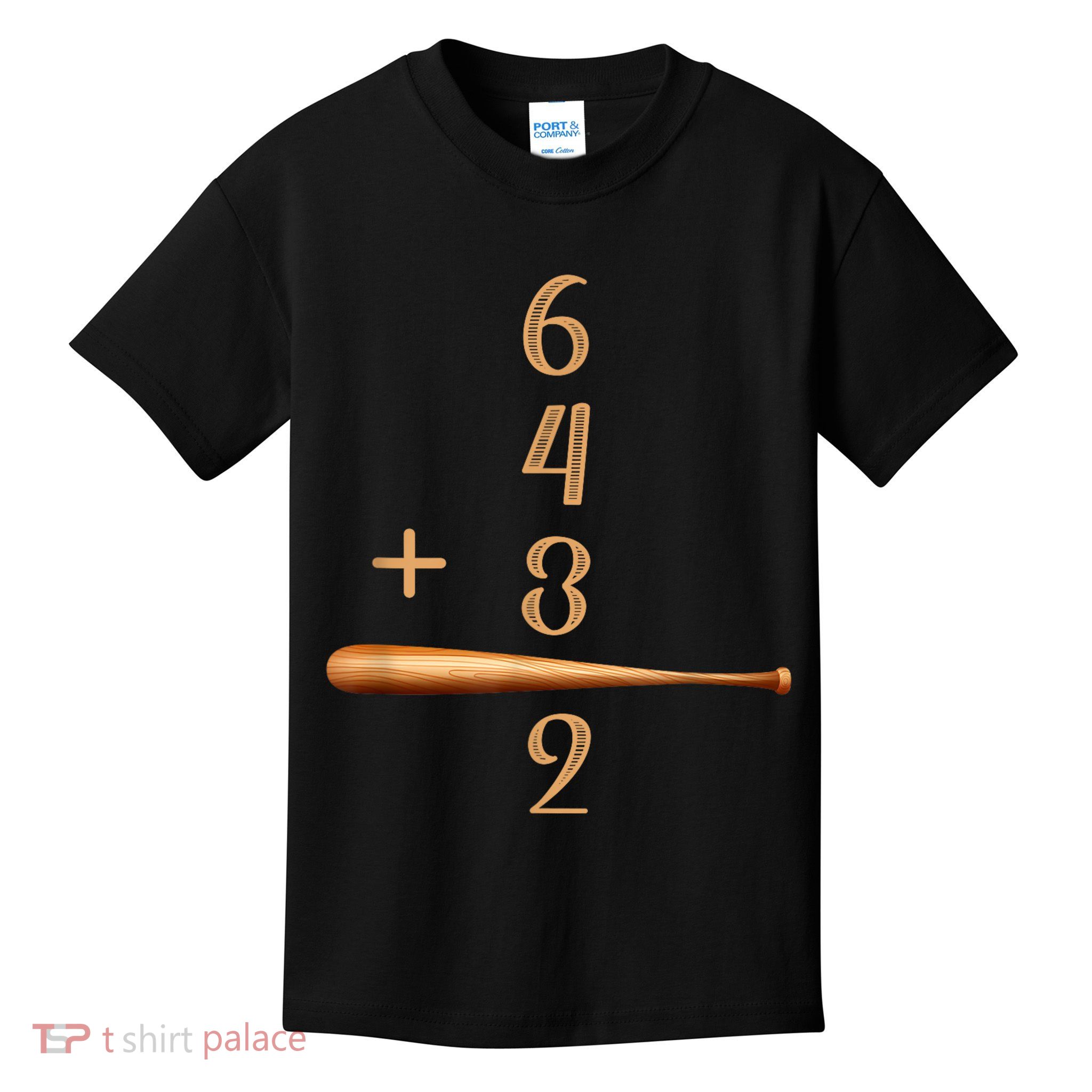 6+4+3=2 Double Play Baseball Player Baseball Saying Kids T-Shirt
