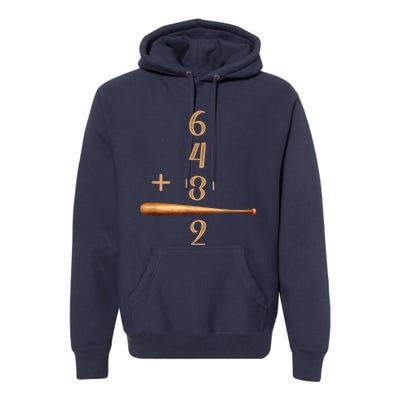 6+4+3=2 Double Play Baseball Player Baseball Saying Premium Hoodie