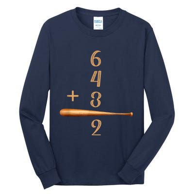 6+4+3=2 Double Play Baseball Player Baseball Saying Tall Long Sleeve T-Shirt