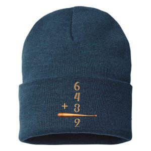 6+4+3=2 Double Play Baseball Player Baseball Saying Sustainable Knit Beanie