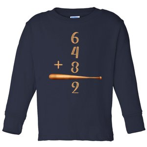 6+4+3=2 Double Play Baseball Player Baseball Saying Toddler Long Sleeve Shirt