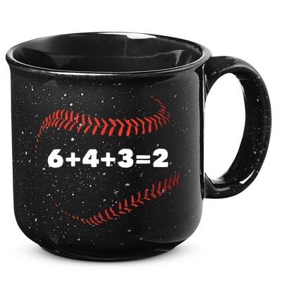 6+4+3=2 Double Play Baseball Player Gift Baseball Saying 15oz Campfire Ceramic Mug