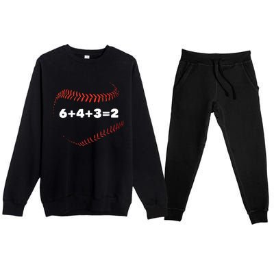 6+4+3=2 Double Play Baseball Player Gift Baseball Saying Premium Crewneck Sweatsuit Set