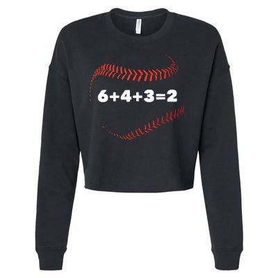 6+4+3=2 Double Play Baseball Player Gift Baseball Saying Cropped Pullover Crew