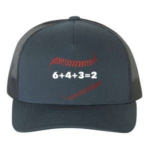 6+4+3=2 Double Play Baseball Player Gift Baseball Saying Yupoong Adult 5-Panel Trucker Hat