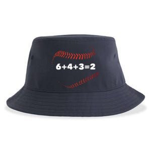 6+4+3=2 Double Play Baseball Player Gift Baseball Saying Sustainable Bucket Hat