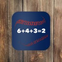 6+4+3=2 Double Play Baseball Player Gift Baseball Saying Coaster