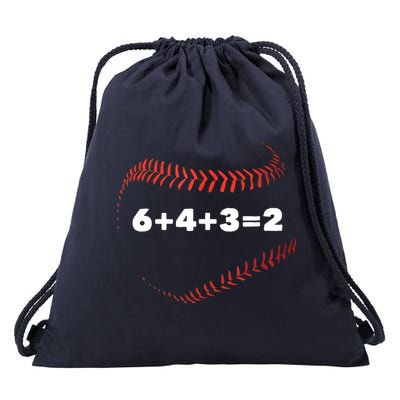 6+4+3=2 Double Play Baseball Player Gift Baseball Saying Drawstring Bag