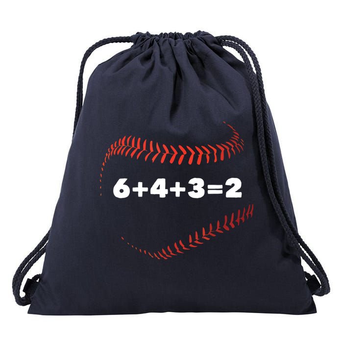 6+4+3=2 Double Play Baseball Player Gift Baseball Saying Drawstring Bag