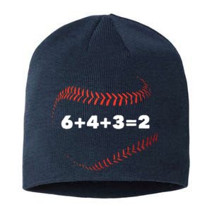 6+4+3=2 Double Play Baseball Player Gift Baseball Saying Sustainable Beanie