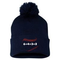 6+4+3=2 Double Play Baseball Player Gift Baseball Saying Pom Pom 12in Knit Beanie