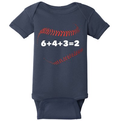 6+4+3=2 Double Play Baseball Player Gift Baseball Saying Baby Bodysuit