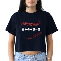 6+4+3=2 Double Play Baseball Player Gift Baseball Saying Women's Crop Top Tee