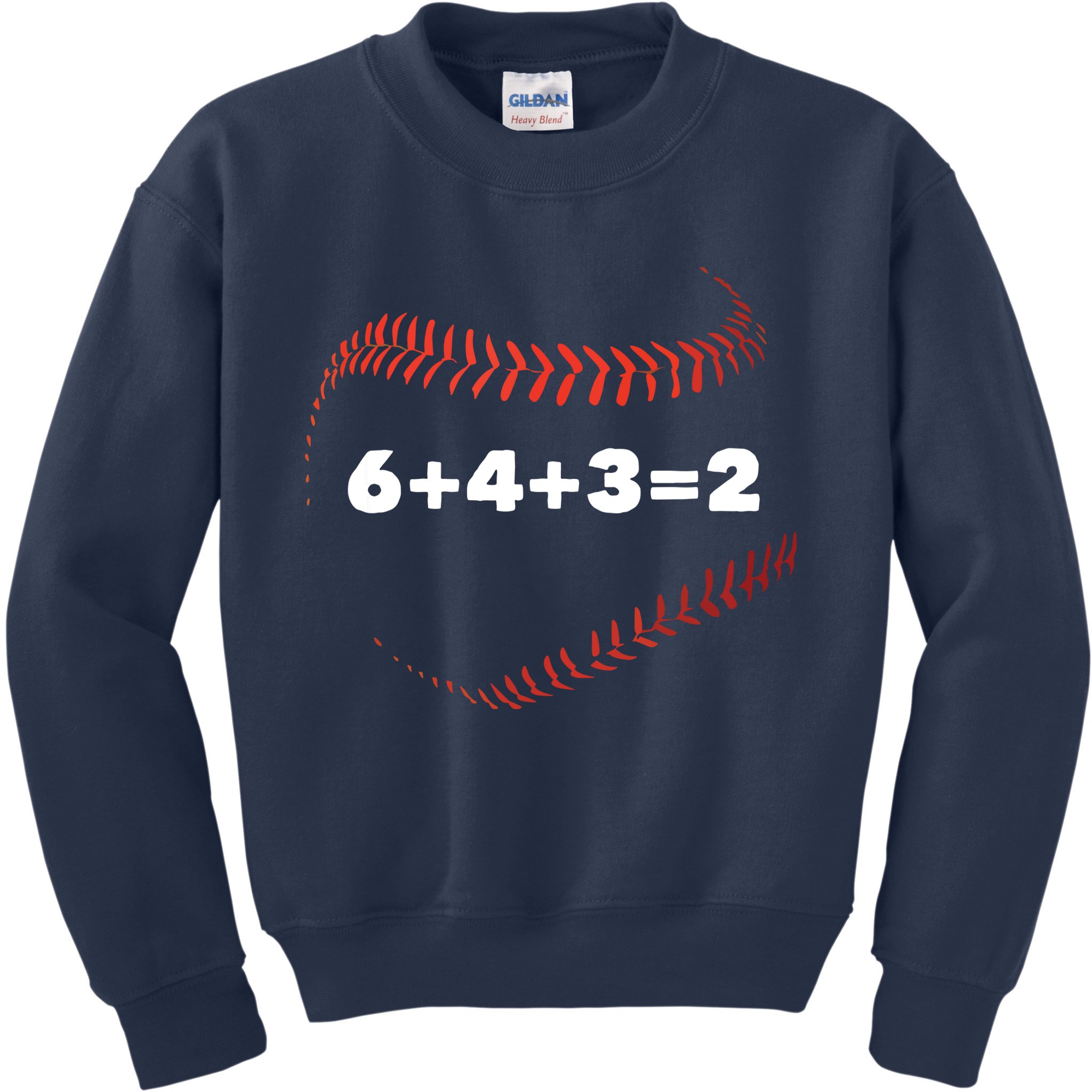 6+4+3=2 Double Play Baseball Player Gift Baseball Saying Kids Sweatshirt