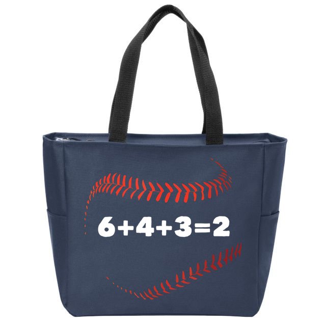 6+4+3=2 Double Play Baseball Player Gift Baseball Saying Zip Tote Bag