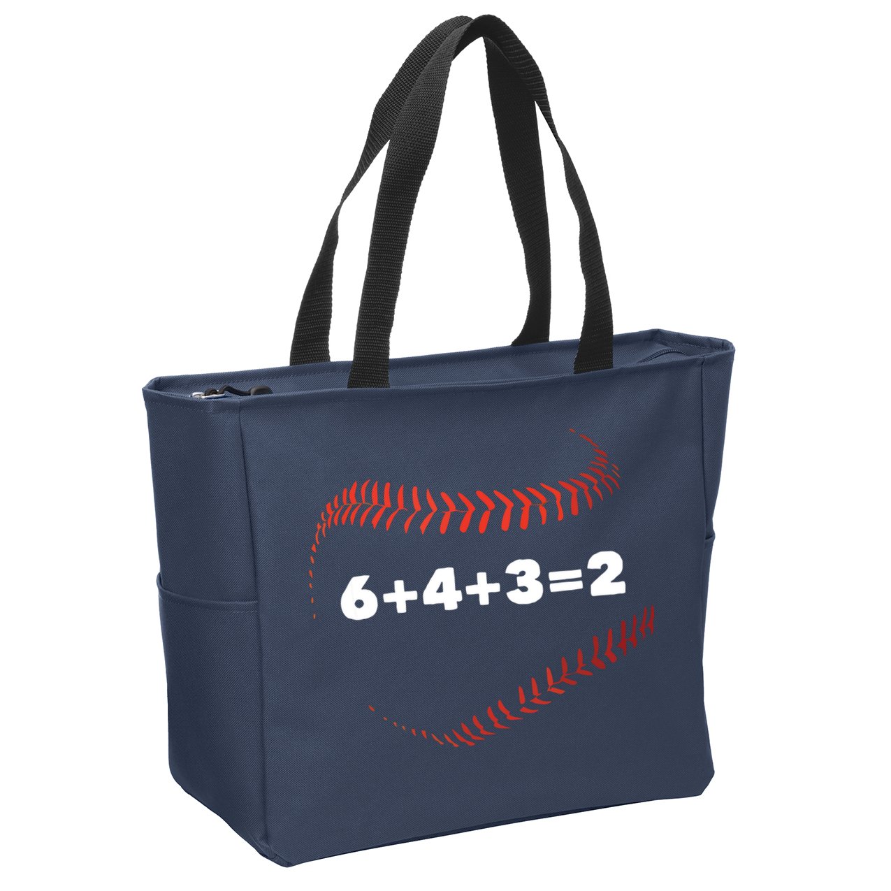 6+4+3=2 Double Play Baseball Player Gift Baseball Saying Zip Tote Bag