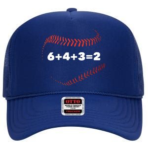 6+4+3=2 Double Play Baseball Player Gift Baseball Saying High Crown Mesh Back Trucker Hat