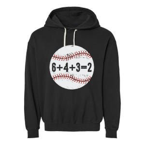 6+4+3=2 Double Play Baseball Gift for teacher day Garment-Dyed Fleece Hoodie