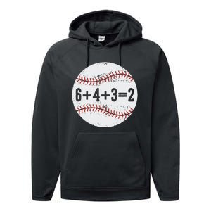 6+4+3=2 Double Play Baseball Gift for teacher day Performance Fleece Hoodie