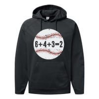 6+4+3=2 Double Play Baseball Gift for teacher day Performance Fleece Hoodie