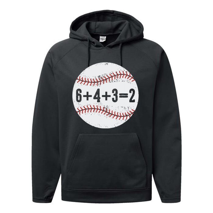 6+4+3=2 Double Play Baseball Gift for teacher day Performance Fleece Hoodie