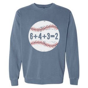 6+4+3=2 Double Play Baseball Gift for teacher day Garment-Dyed Sweatshirt