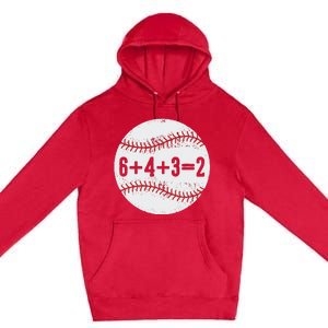 6+4+3=2 Double Play Baseball Gift for teacher day Premium Pullover Hoodie