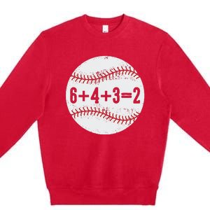 6+4+3=2 Double Play Baseball Gift for teacher day Premium Crewneck Sweatshirt