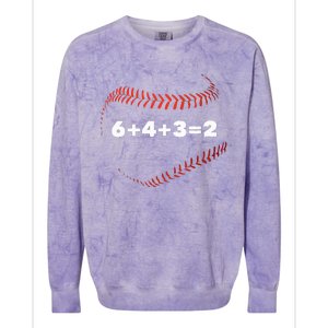 6+4+3=2 Double Play Baseball Player Gift Baseball Saying Colorblast Crewneck Sweatshirt