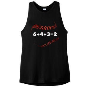 6+4+3=2 Double Play Baseball Player Gift Baseball Saying Ladies PosiCharge Tri-Blend Wicking Tank