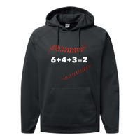 6+4+3=2 Double Play Baseball Player Gift Baseball Saying Performance Fleece Hoodie