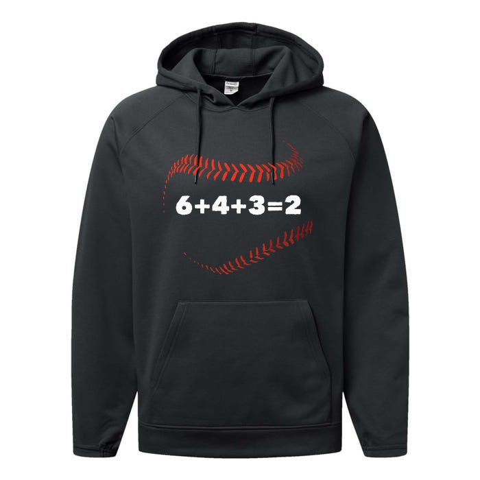 6+4+3=2 Double Play Baseball Player Gift Baseball Saying Performance Fleece Hoodie