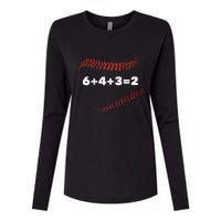 6+4+3=2 Double Play Baseball Player Gift Baseball Saying Womens Cotton Relaxed Long Sleeve T-Shirt