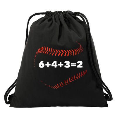 6+4+3=2 Double Play Baseball Player Gift Baseball Saying Drawstring Bag