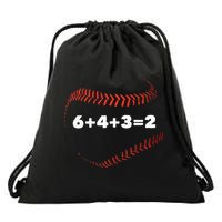 6+4+3=2 Double Play Baseball Player Gift Baseball Saying Drawstring Bag