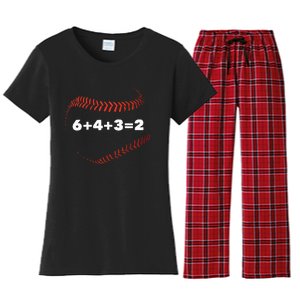 6+4+3=2 Double Play Baseball Player Gift Baseball Saying Women's Flannel Pajama Set