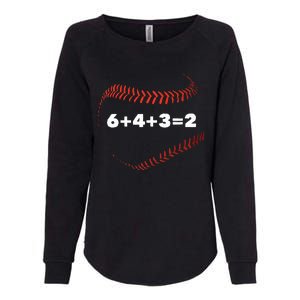 6+4+3=2 Double Play Baseball Player Gift Baseball Saying Womens California Wash Sweatshirt