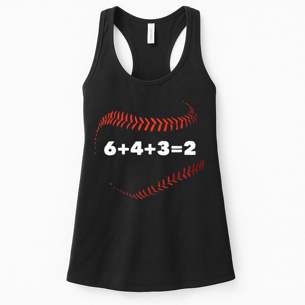 6+4+3=2 Double Play Baseball Player Gift Baseball Saying Womens Tank Top