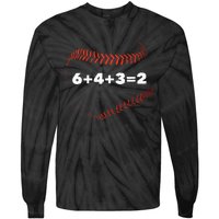 6+4+3=2 Double Play Baseball Player Gift Baseball Saying Tie-Dye Long Sleeve Shirt