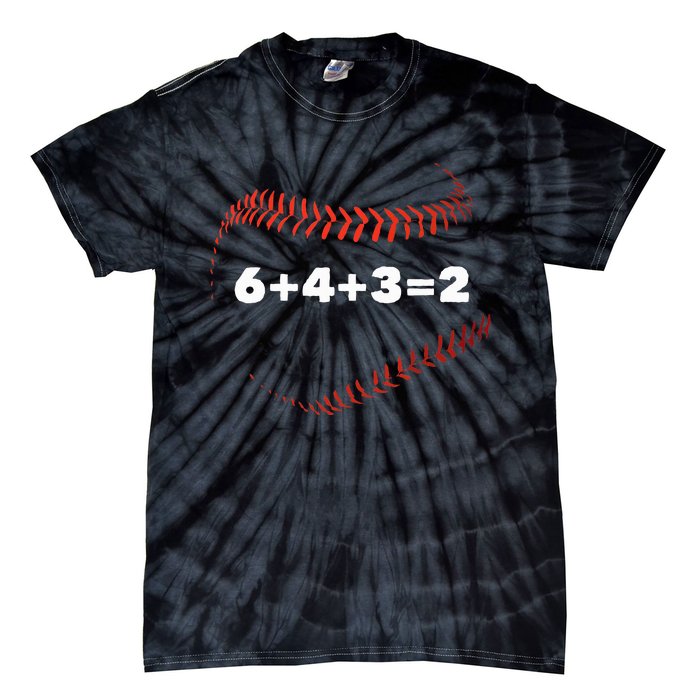 6+4+3=2 Double Play Baseball Player Gift Baseball Saying Tie-Dye T-Shirt