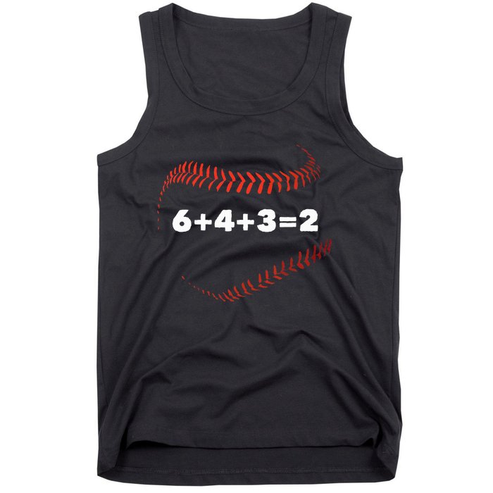 6+4+3=2 Double Play Baseball Player Gift Baseball Saying Tank Top