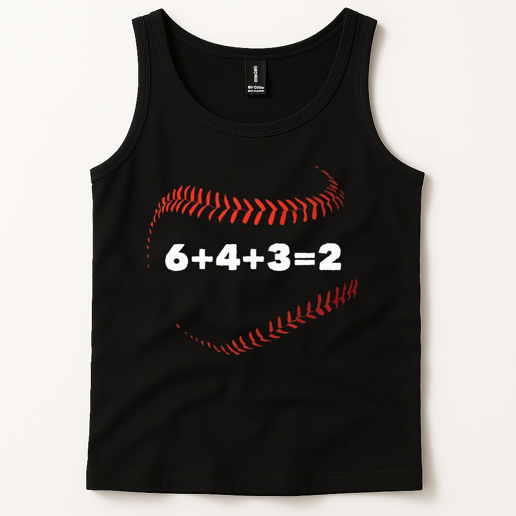 6+4+3=2 Double Play Baseball Player Gift Baseball Saying Tank Top