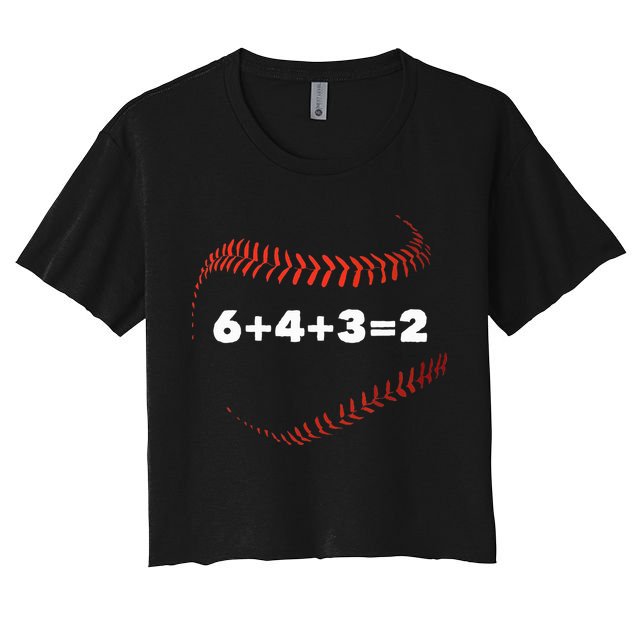 6+4+3=2 Double Play Baseball Player Gift Baseball Saying Women's Crop Top Tee