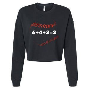 6+4+3=2 Double Play Baseball Player Gift Baseball Saying Cropped Pullover Crew