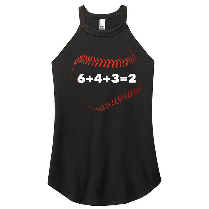 6+4+3=2 Double Play Baseball Player Gift Baseball Saying Women's Perfect Tri Rocker Tank