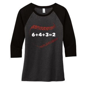 6+4+3=2 Double Play Baseball Player Gift Baseball Saying Women's Tri-Blend 3/4-Sleeve Raglan Shirt