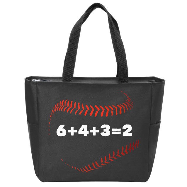 6+4+3=2 Double Play Baseball Player Gift Baseball Saying Zip Tote Bag