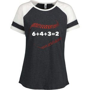 6+4+3=2 Double Play Baseball Player Gift Baseball Saying Enza Ladies Jersey Colorblock Tee