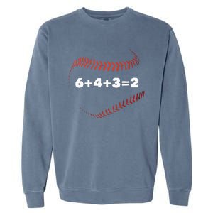 6+4+3=2 Double Play Baseball Player Gift Baseball Saying Garment-Dyed Sweatshirt