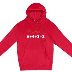 6+4+3=2 Double Play Baseball Player Gift Baseball Saying Premium Pullover Hoodie